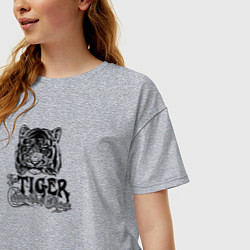 Футболка оверсайз женская Tiger Тигр, цвет: меланж — фото 2