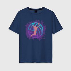 Футболка оверсайз женская Violet Volleyball, цвет: тёмно-синий