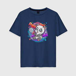 Женская футболка оверсайз Милая Панда Cute panda