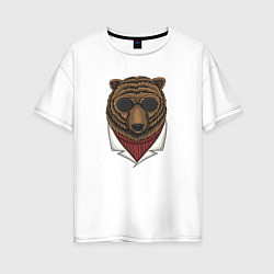 Женская футболка оверсайз Крутой Медведь в очках