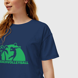 Футболка оверсайз женская Пляжный волейбол, цвет: тёмно-синий — фото 2