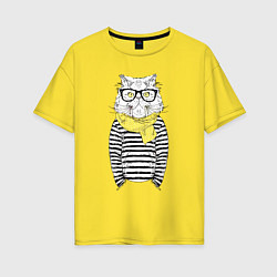 Женская футболка оверсайз Hipster Cat