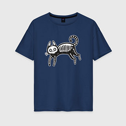 Женская футболка оверсайз Skeleton Cat