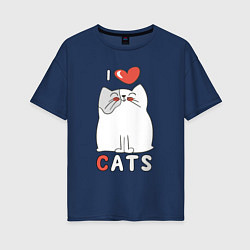 Женская футболка оверсайз I Love Cats