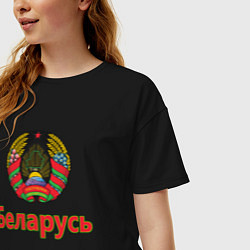 Футболка оверсайз женская Беларусь, цвет: черный — фото 2