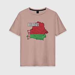 Футболка оверсайз женская Belarus Map, цвет: пыльно-розовый