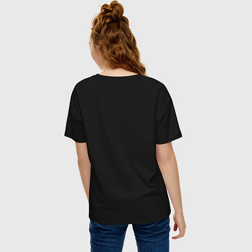 Женская футболка оверсайз 1000-7 white / Черный – фото 4