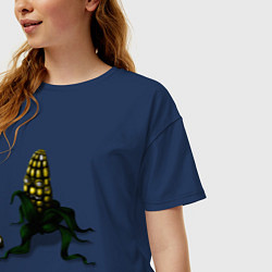 Футболка оверсайз женская Злая кукуруза, цвет: тёмно-синий — фото 2