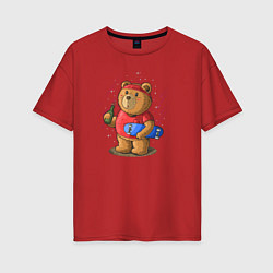 Женская футболка оверсайз Газировка и медведь