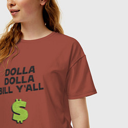 Футболка оверсайз женская Dolla Bill Yall, цвет: кирпичный — фото 2