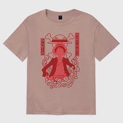 Футболка оверсайз женская Манки Д Луффи Веселый Роджер, цвет: пыльно-розовый