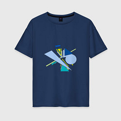 Футболка оверсайз женская Динамическая абстракция, цвет: тёмно-синий