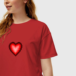Футболка оверсайз женская Пиксельное Сердце, цвет: красный — фото 2