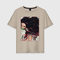 Женская футболка оверсайз Клинок рассекающий демонов Незуко