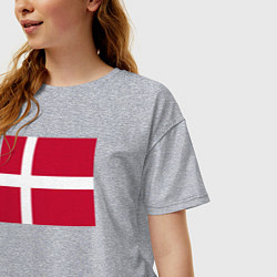 Футболка оверсайз женская Дания Флаг Дании, цвет: меланж — фото 2
