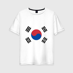 Футболка оверсайз женская Корея Корейский флаг, цвет: белый