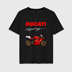 Футболка оверсайз женская DUCATI ДУКАТИ MOTOSPORT, цвет: черный