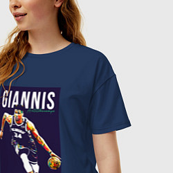 Футболка оверсайз женская Giannis - Bucks, цвет: тёмно-синий — фото 2