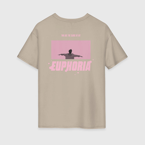 Женская футболка оверсайз EUPHORIA BTS PINK Edition / Миндальный – фото 2