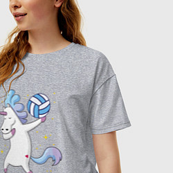 Футболка оверсайз женская Unicorn Volleyball, цвет: меланж — фото 2