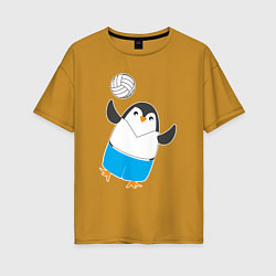 Женская футболка оверсайз Волейбол - Пингвин
