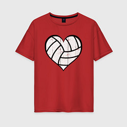 Женская футболка оверсайз Сердце Волейбола