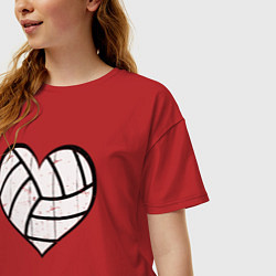 Футболка оверсайз женская Сердце Волейбола, цвет: красный — фото 2