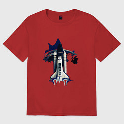 Футболка оверсайз женская Полёт на орбиту!, цвет: красный
