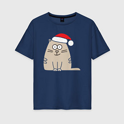 Женская футболка оверсайз New Year Cat