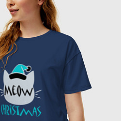 Футболка оверсайз женская Meow Christmas, цвет: тёмно-синий — фото 2