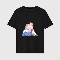 Женская футболка оверсайз Стая котиков