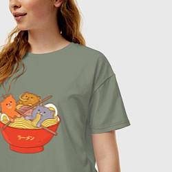 Футболка оверсайз женская Вкусные котики, цвет: авокадо — фото 2