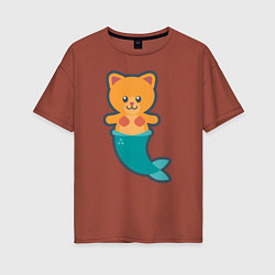 Женская футболка оверсайз Cat Mermaid