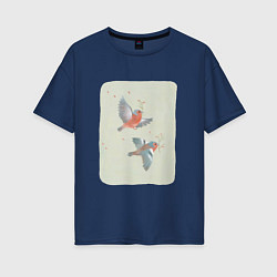 Женская футболка оверсайз Весенние птицы