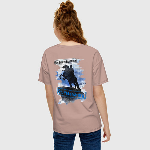Женская футболка оверсайз The Bronze Horseman / Пыльно-розовый – фото 4