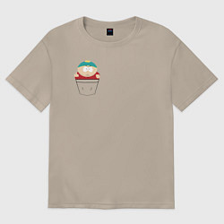 Футболка оверсайз женская Картман в кармане, цвет: миндальный