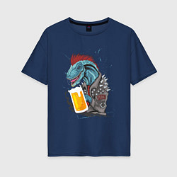 Женская футболка оверсайз Пивозавр - Гранж