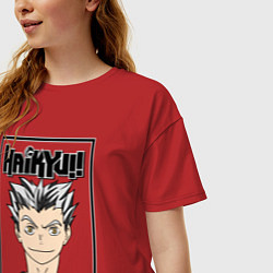 Футболка оверсайз женская Котаро Бокуто Haikyuu!!, цвет: красный — фото 2