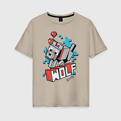 Женская футболка оверсайз Майнкрафт Волк, Minecraft Wolf