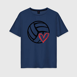 Футболка оверсайз женская Love Volleyball, цвет: тёмно-синий