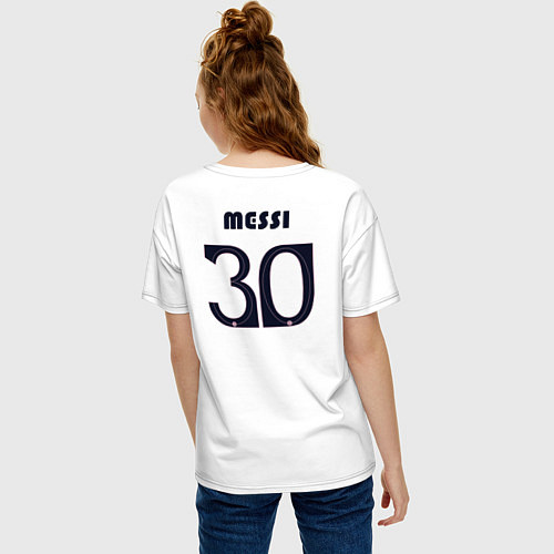 Женская футболка оверсайз PSG Messi 30 New 202223 / Белый – фото 4