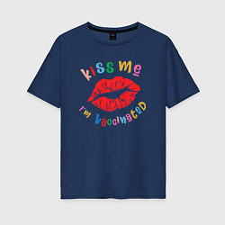 Женская футболка оверсайз Поцелуй - Я Вакцинирован