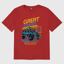 Футболка оверсайз женская Авто внедорожник, цвет: красный