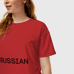 Футболка оверсайз женская #RUSSIAN цвета красный — фото 2