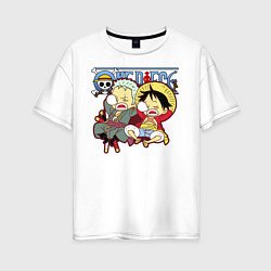 Женская футболка оверсайз Малыши Зоро и Луффи One Piece
