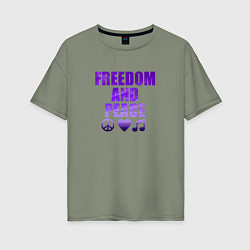 Женская футболка оверсайз Свобода и мир
