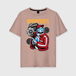Женская футболка оверсайз Робот с магнитофоном