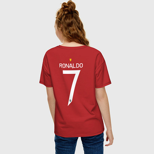 Женская футболка оверсайз Форма Криштиану Роналдо / Красный – фото 4