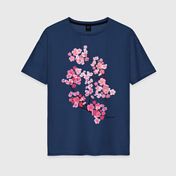 Женская футболка оверсайз Цветение вишни