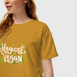 Футболка оверсайз женская Magical Vegan, цвет: горчичный — фото 2